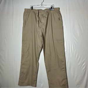 5/$30 Landau men‎ scrubs elastic waist pull on beige cargo pants size XXL